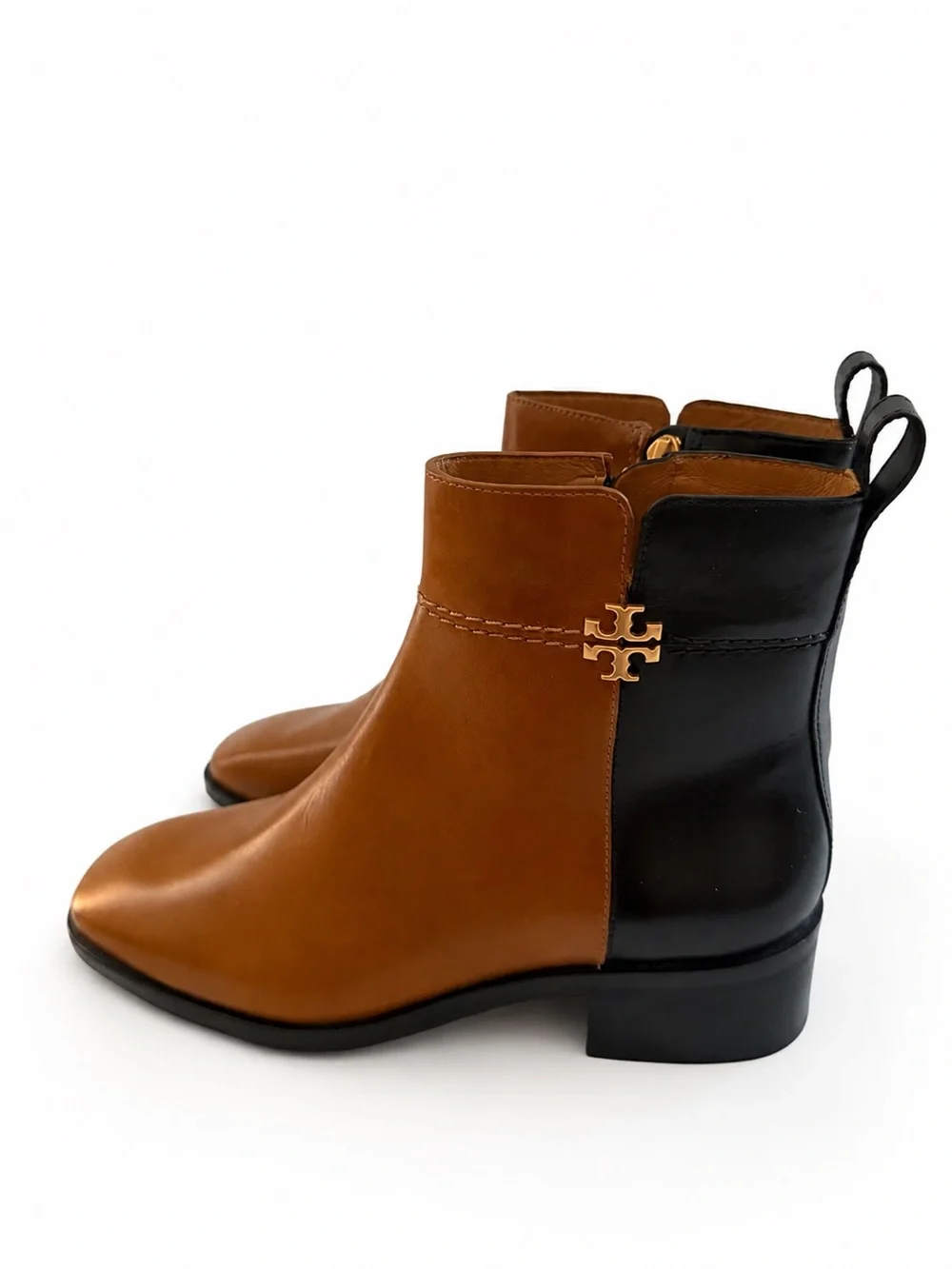 TORY BURCH EVERLY FLAT BOOTS brown black calf leather chelsea size 5 $598 NEW